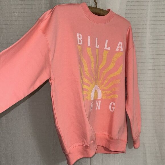 BILLABONG XS-S Pink Gold Boyfriends Back Crew Cotton Fleece Interior Sweatshirt - Picture 5 of 12